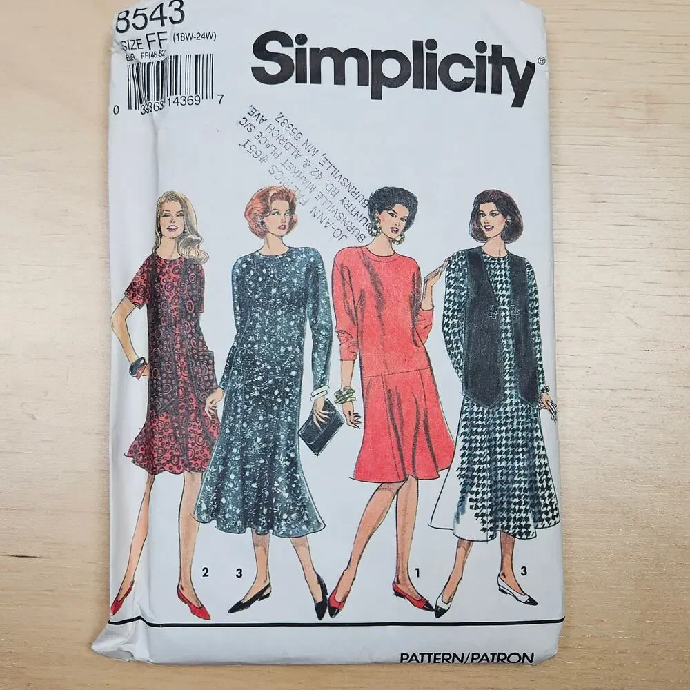 Vintage 1993 Simplicty Pattern 8593 Sie 18W-24W